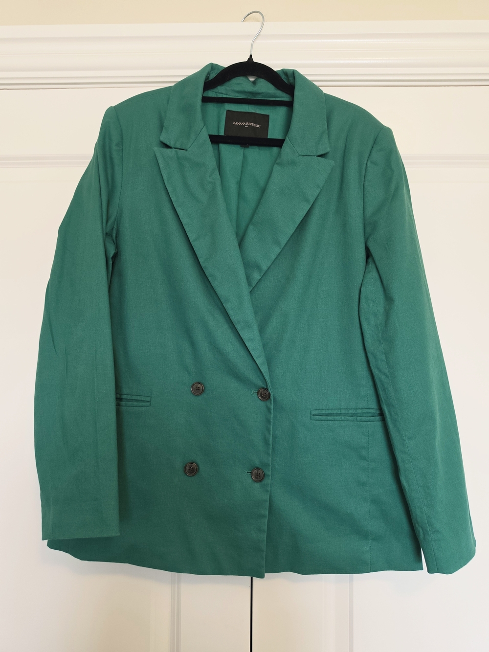 BANANA REPUBLIC GREEN DOUBLE-BREASTED LINEN BLEND BLAZER WOMEN'S SIZE 14